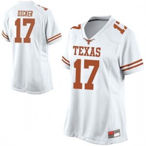 Texas Longhorns Women's #17 Cameron Dicker Game White College Football Jersey CMT28P2G