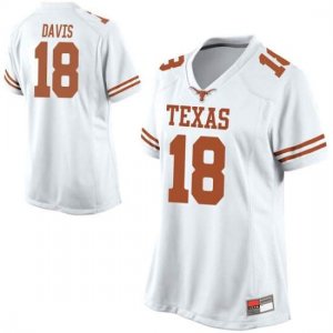 Texas Longhorns Women's #18 Davante Davis Replica White College Football Jersey PJK06P0J