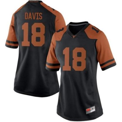 Texas Longhorns Women's #18 Davante Davis Replica Black College Football Jersey LGZ48P8D