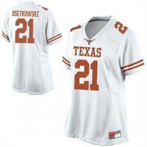 Texas Longhorns Women's #21 Dylan Osetkowski Replica White College Football Jersey GJR35P4Z