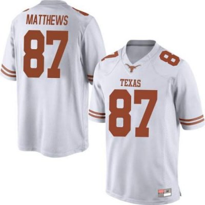 Texas Longhorns Men's #87 Joshua Matthews Replica White College Football Jersey HXO61P1R