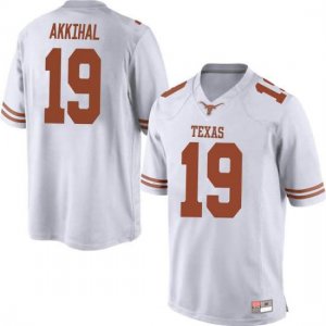 Texas Longhorns Men's #19 Kartik Akkihal Replica White College Football Jersey BJH81P8H