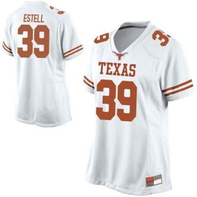 Texas Longhorns Women's #39 Montrell Estell Game White College Football Jersey SNR47P2U