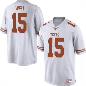 Texas Longhorns Men's #15 Travis West Replica White College Football Jersey TBW31P6Z