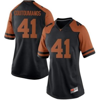 Texas Longhorns Women's #41 Hank Coutoumanos Game Black College Football Jersey KEZ63P1V