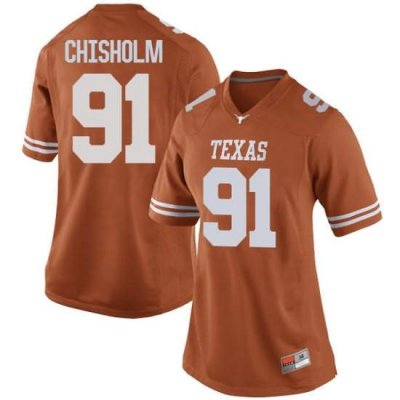 Texas Longhorns Women's #91 Jamari Chisholm Game Orange College Football Jersey YBH58P4P