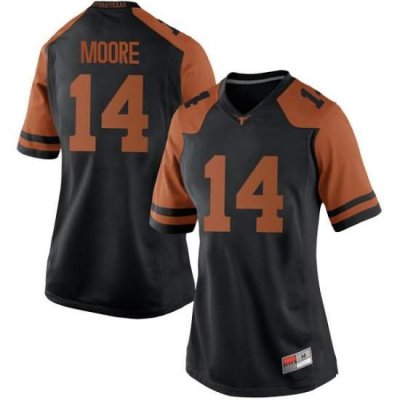 Texas Longhorns Women's #14 Joshua Moore Replica Black College Football Jersey AGH43P3I