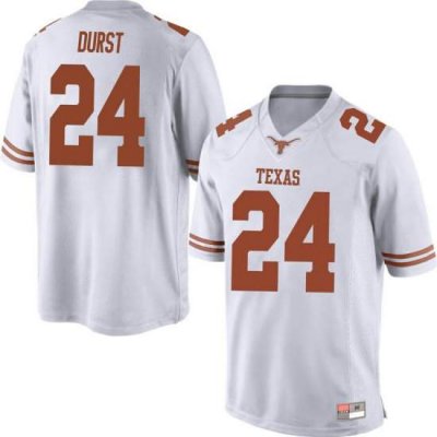 Texas Longhorns Men's #24 Jarmarquis Durst Replica White College Football Jersey ZQV31P4J