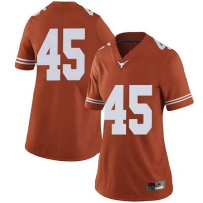 Texas Longhorns Women's #45 Chris Naggar Limited Orange College Football Jersey FCW80P5K