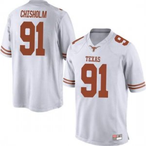 Texas Longhorns Men's #91 Jamari Chisholm Game White College Football Jersey DVL04P7S