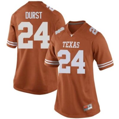 Texas Longhorns Women's #24 Jarmarquis Durst Game Orange College Football Jersey BGJ54P1R