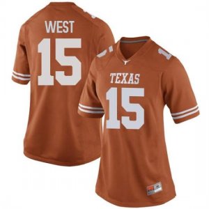 Texas Longhorns Women's #15 Travis West Game Orange College Football Jersey FHD43P7E