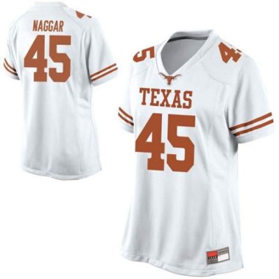 Texas Longhorns Women's #45 Chris Naggar Game White College Football Jersey RQE43P3R