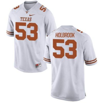 Texas Longhorns Men's #53 Jak Holbrook Authentic White College Football Jersey WMT86P0F