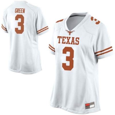 Texas Longhorns Women's #3 Jalen Green Replica White College Football Jersey ZNL56P5V