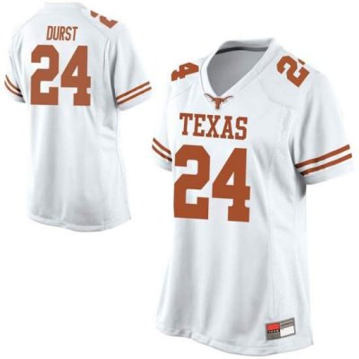 Texas Longhorns Women's #24 Jarmarquis Durst Replica White College Football Jersey MKU34P5W