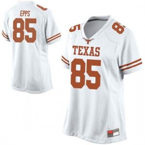 Texas Longhorns Women's #85 Malcolm Epps Replica White College Football Jersey TXW60P1R