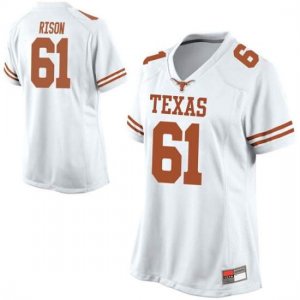 Texas Longhorns Women's #61 Ishan Rison Replica White College Football Jersey FEA44P8V