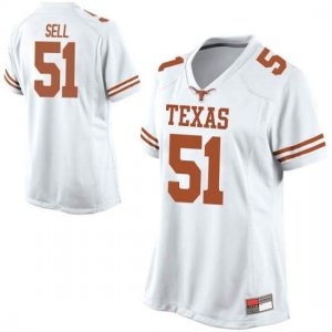 Texas Longhorns Women's #51 Jakob Sell Replica White College Football Jersey KBM57P4U