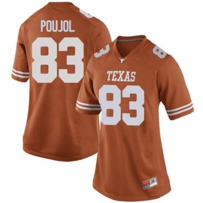 Texas Longhorns Women's #83 Michael David Poujol Game Orange College Football Jersey GOD36P3Y