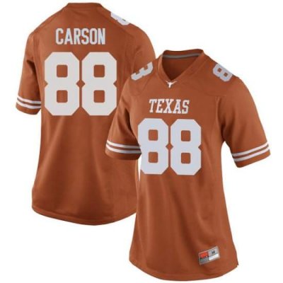 Texas Longhorns Women's #88 Daniel Carson Replica Orange College Football Jersey IFI17P6T