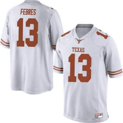 Texas Longhorns Men's #13 Jase Febres Replica White College Football Jersey AGW17P6S