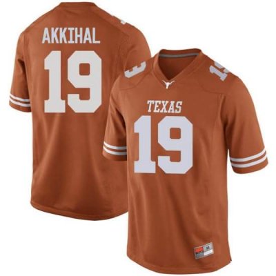 Texas Longhorns Men's #19 Kartik Akkihal Replica Orange College Football Jersey PKG11P6K