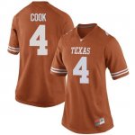 Texas Longhorns Women's #4 Anthony Cook Replica Orange College Football Jersey BVN31P7B