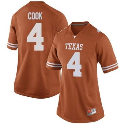 Texas Longhorns Women's #4 Anthony Cook Replica Orange College Football Jersey BVN31P7B