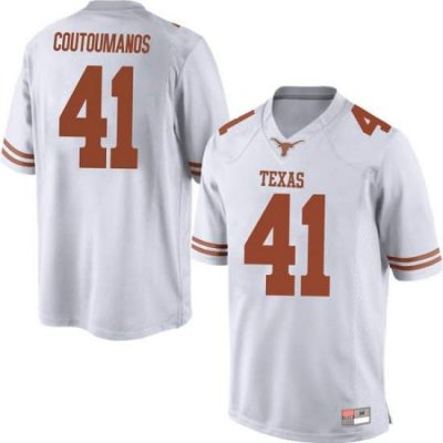 Texas Longhorns Men's #41 Hank Coutoumanos Replica White College Football Jersey WWA56P1Q