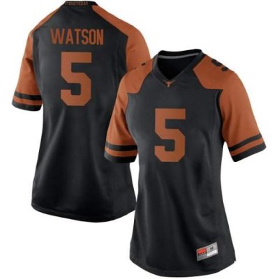 Texas Longhorns Women's #5 Tre Watson Game Black College Football Jersey ZIP20P4Q