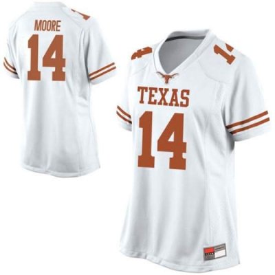 Texas Longhorns Women's #14 Joshua Moore Game White College Football Jersey FOF66P5Y