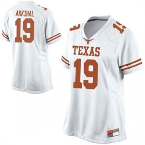 Texas Longhorns Women's #19 Kartik Akkihal Game White College Football Jersey AYM45P5G