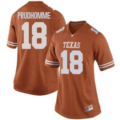 Texas Longhorns Women's #18 Tremayne Prudhomme Replica Orange College Football Jersey ZZI51P6Q