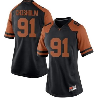 Texas Longhorns Women's #91 Jamari Chisholm Game Black College Football Jersey MZW50P0H