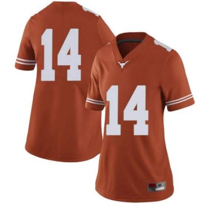 Texas Longhorns Women's #14 Joshua Moore Limited Orange College Football Jersey PHQ72P5J