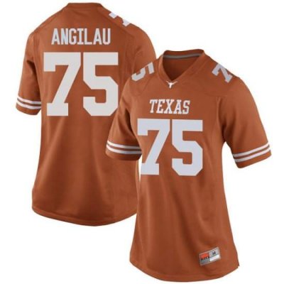 Texas Longhorns Women's #75 Junior Angilau Game Orange College Football Jersey XVJ70P2I